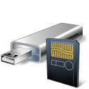 USB Flash Card With Card Reader Icon 128x128px