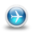 glossy 3d blue plane icon