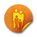 Orange sticker badges 086 Icon 128x128px
