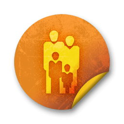 Orange sticker badges 086 Icon